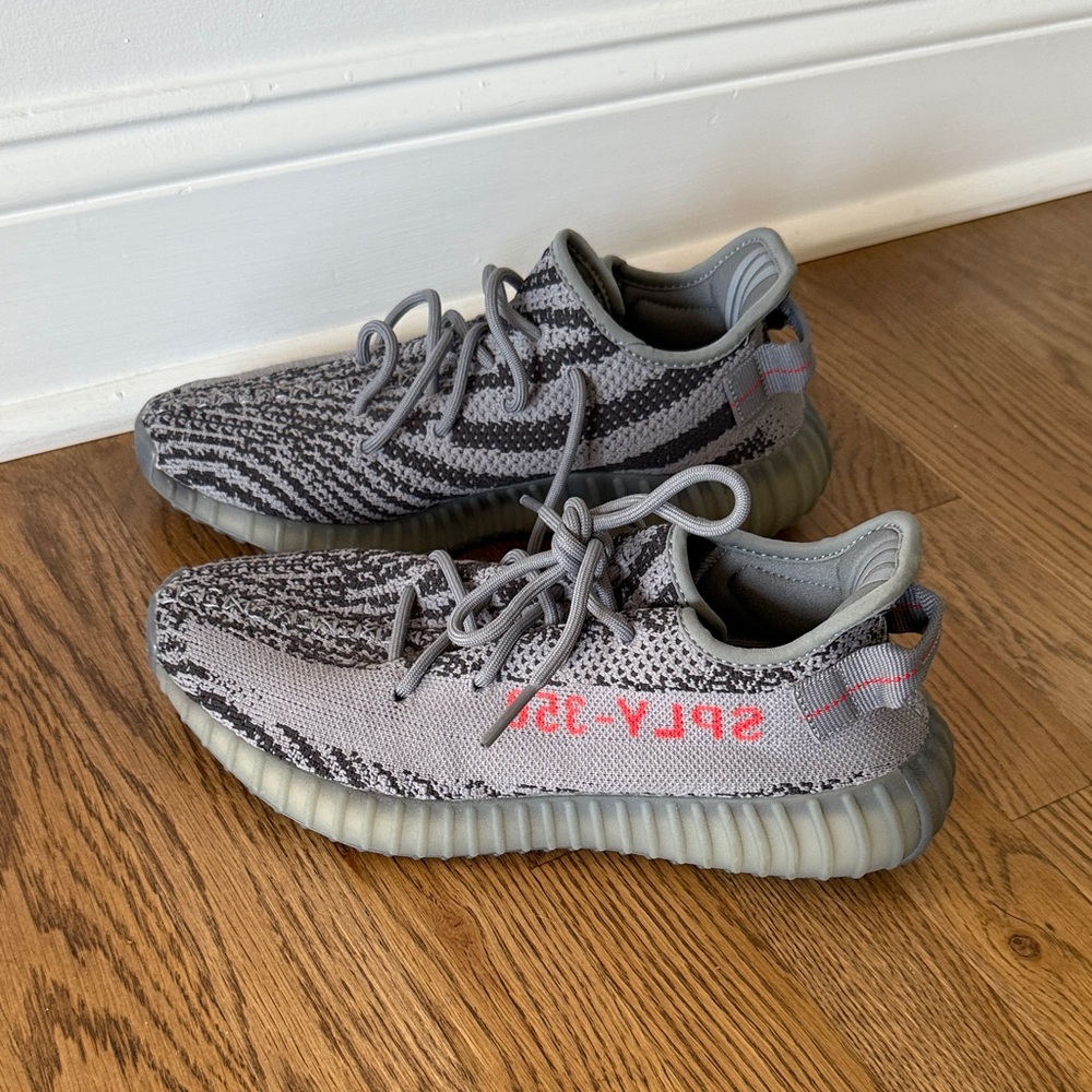 Adidas Womens Yeezy Boost 350 V2 Gray and Black Sneakers